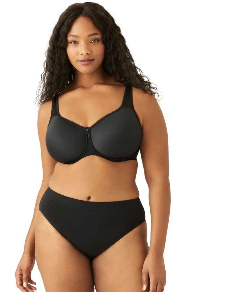 Front of a model wearing a size 34G Basic Beauty Spacer Contour in Black by Wacoal. | dia_product_style_image_id:304019